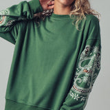 Romantic Lace Embroidered Sleeve Sweatshirt