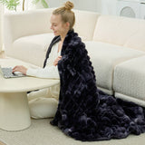 CB Striped Faux Fur Warm Plush Throw Blanket, Tie-dye Color