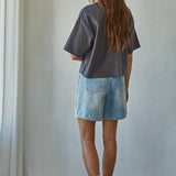 L8688 | Knit Cotton Crew Neck Drop Shoulder Short Sleeve Top
