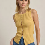 Sleeveless button top