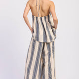 STRIPED WIDE LEG PANTS