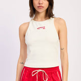RACER BACK TANK TOP WTIH BEADING
