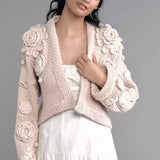 Handmade 3D Floral Cardigan Sweater