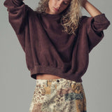 Crew Neck Comfort Washed  Spring Sweatshirt