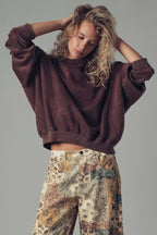 Crew Neck Comfort Washed  Spring Sweatshirt