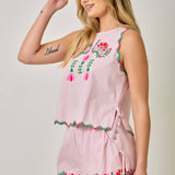 71071 Embroidered Pinstripe Tank Blouse
