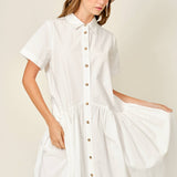 AJD5934 SHORT SLEEVE COTTON SHIRTS DRESS