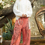 Floral Embroidered Twill Pants