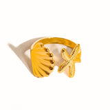 Étoilé 18K Gold Non-Tarnish Star and Shell Ring
