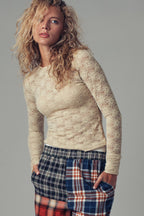 Romantic Floral Stretch Lace Layering Top