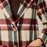 61594 Brushed Plaid Long Coat