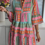Printed V-Neck Mini Dress
