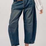 Light Dirty Wash Barrel Leg Jeans