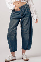 Light Dirty Wash Barrel Leg Jeans