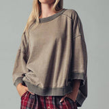 Oversized Seam Detail Pullover Top