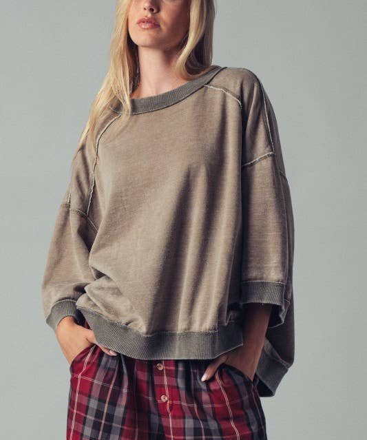 Oversized Seam Detail Pullover Top