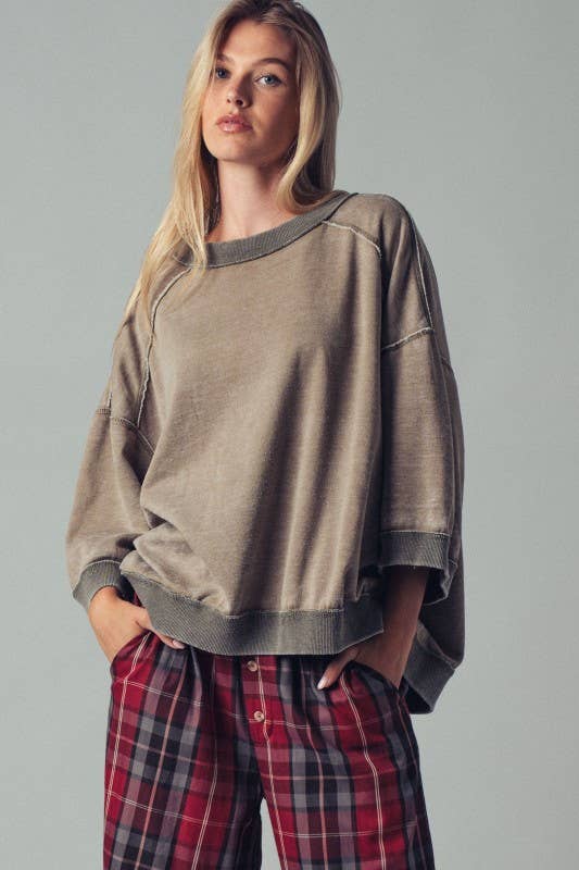 Oversized Seam Detail Pullover Top