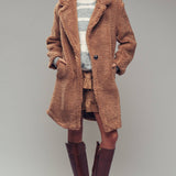 Cozy Longline Notched Lapel Teddy Coat