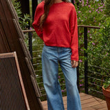 W2114 | Knit Sweater Rolled Round Neck Pullover Top