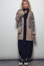 Animal Jacquard Long Knit Cardigan
