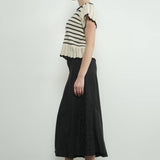 MAS3129 STRIPED CROCHET S/S SWEATER