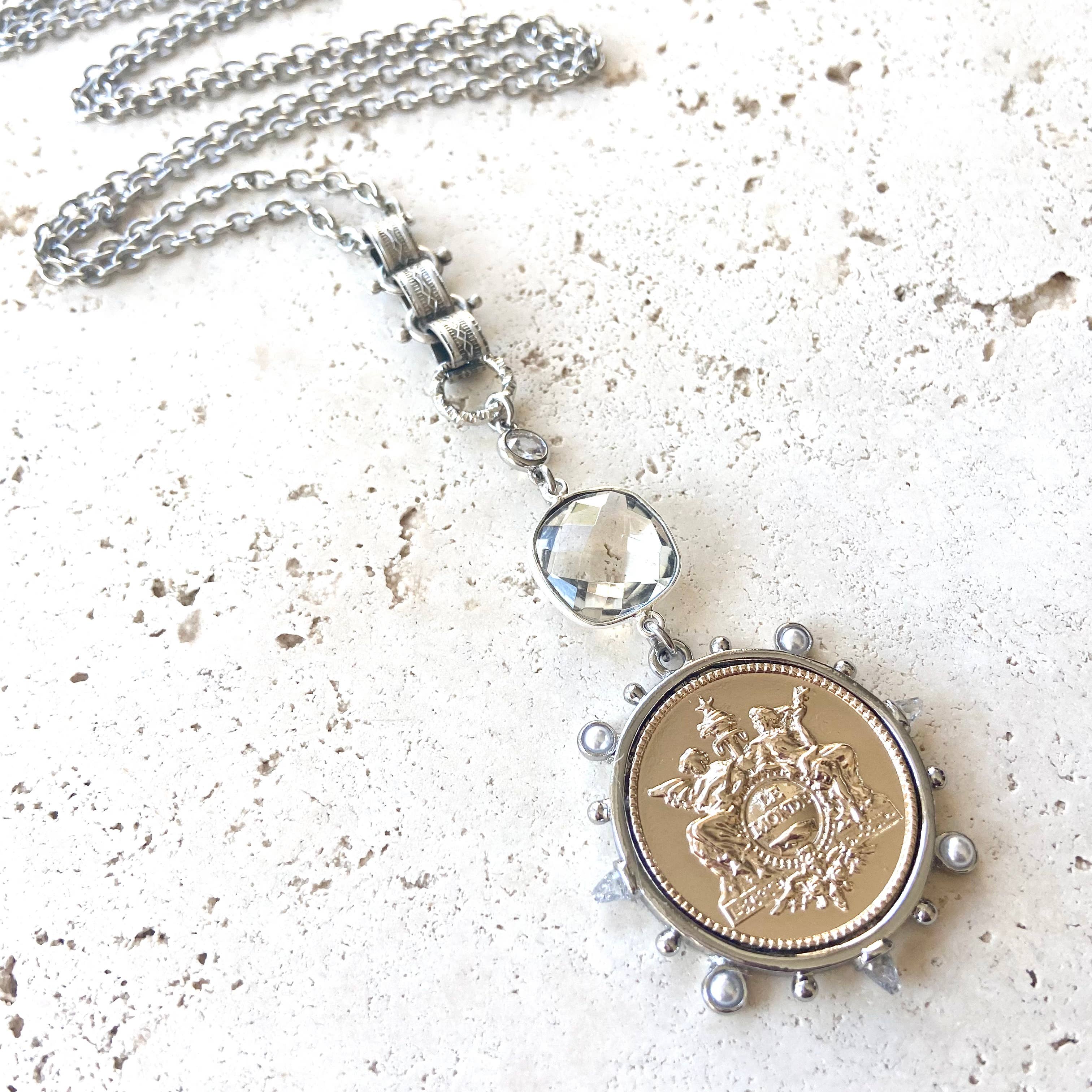 Coin with Crystal Necklace