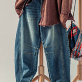 Light Dirty Wash Barrel Leg Jeans