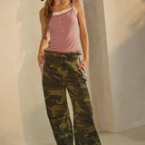 Washed Camo Printed Cotton Pants