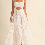ID10399 EMBROIDERED CUTWORK BUSTIER FLARE LONG DRESS WITH MI