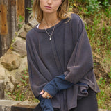 Plus Acid Washed Thermal Batwing Pullover