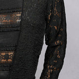 Long Sleeve Round Neck Lace Texture Knit Slim Fit Top