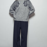 Tentacle Embroidered Gray Sweater