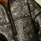 Floral Sherpa Fleece Half-Zip Pullover Jacket