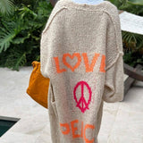 "Love & Peace" Exposed Seam Knit Cardigan