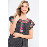 Embroidered Short Sleeve Dress