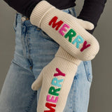 Beige "Merry" Knit Mittens