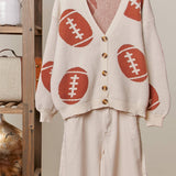 Football  Button V Neck Knit Cardigans