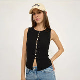 Sleeveless button top