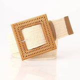 Boho Women's imitation straw wide elastic deco belt