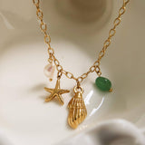 Bonbon 18K Gold Non-Tarnish Pearl and Shell Charm Necklace