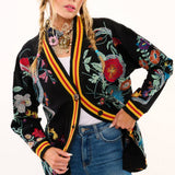 Hermione French Terry Cardigan | Floral Embroidered Jacket