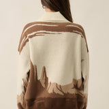 Western Landscape Jacquard-Knit Mock-Neck Sweater