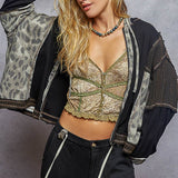 Floral Panel Knit Hoodie