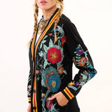 Hermione French Terry Cardigan | Floral Embroidered Jacket