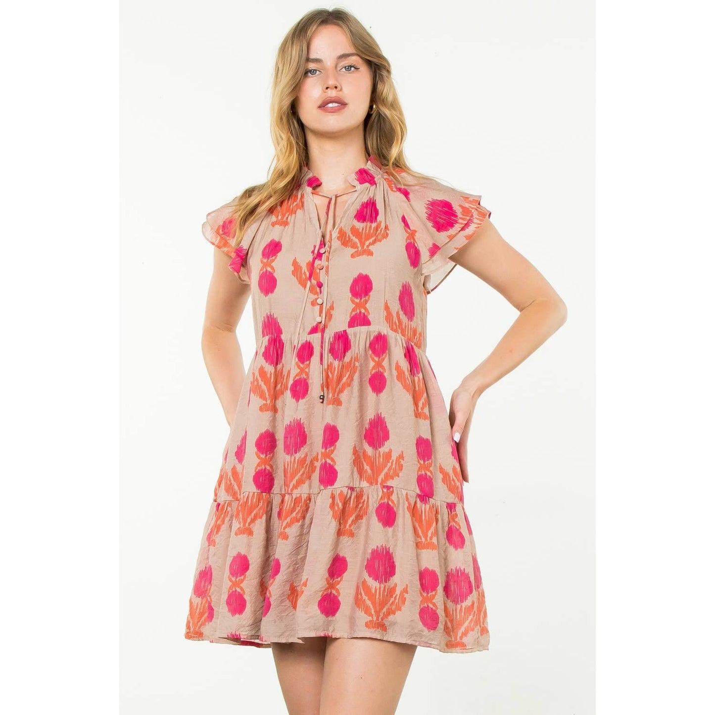Tiered Floral Print Dress
