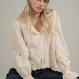 Embroidered Eyelet Collar Blouse - RT1180