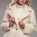 Cozy Longline Notched Lapel Teddy Coat