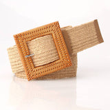 Boho Women's imitation straw wide elastic deco belt