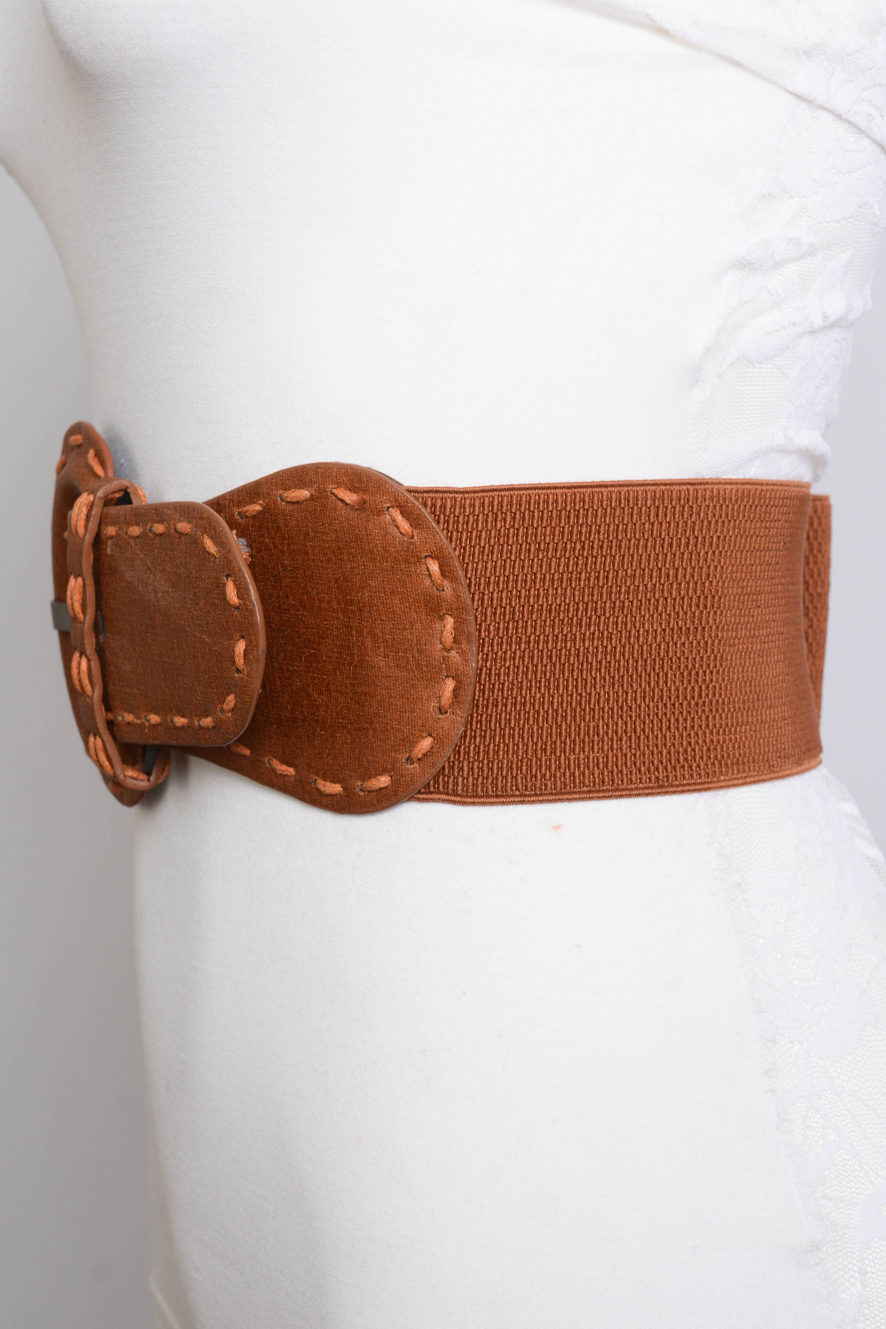 Distressed Wide Stitch Elastic Belt