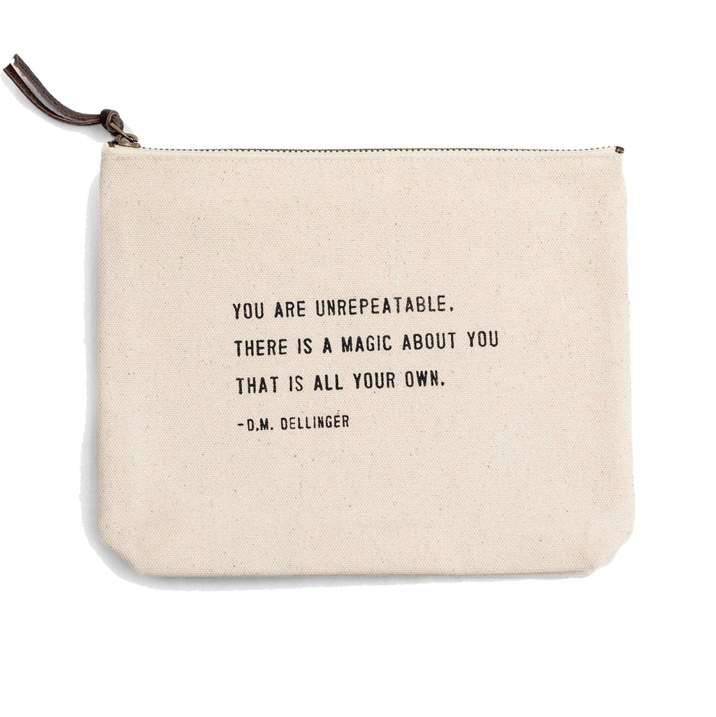 "You Are Unrepeatable" (D.M. Dellinger) Canvas Zip Bag